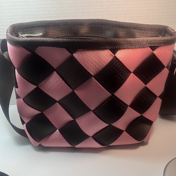 Maggie Bags Pink/Brown Genuine Seat Belt Webbing Medium Handbag/Shoulder Bag - Picture 7 of 11
